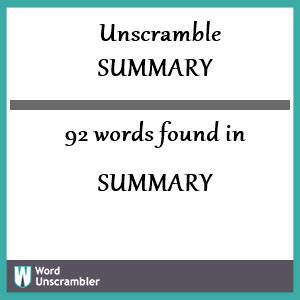 unscramble summary